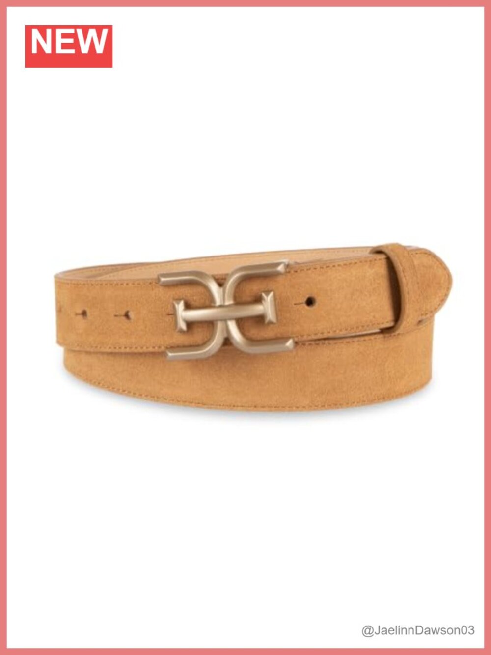 Double-E Logo Plaque Buckle Leather Belt for Jeans & Trousers